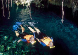 swimming into the river at the jungle