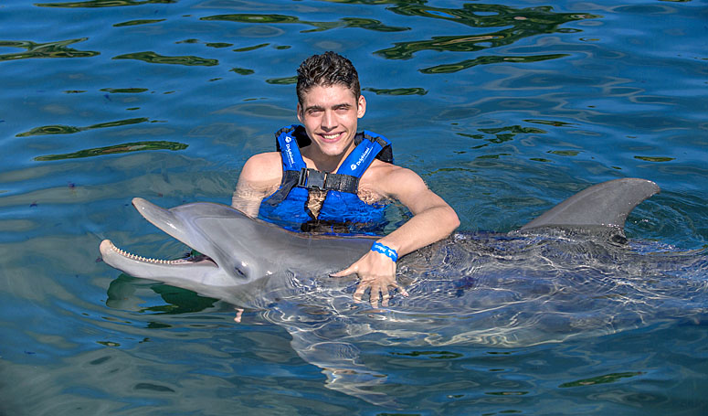 Unforgettable experience holding a dolphin