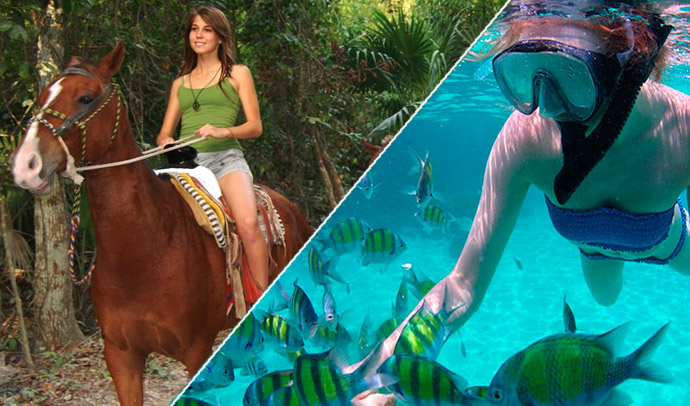 Combo tour, Ride a horse and reef snorkel at Maroma