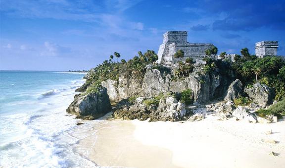 ancient mayan city view 