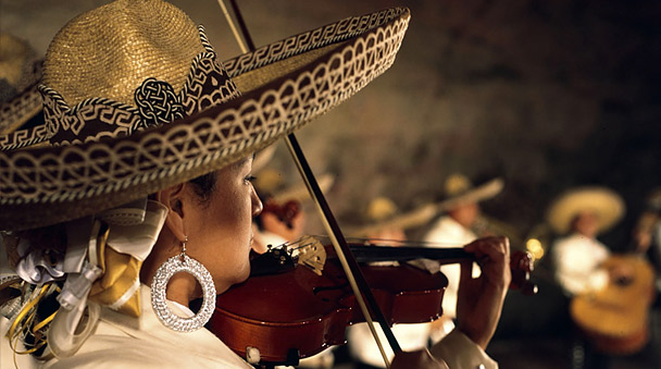 Mariachi singers during the night show