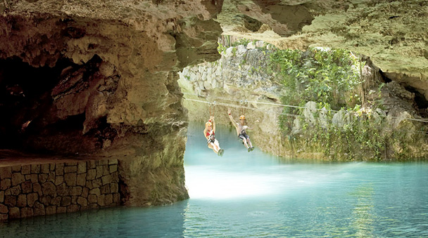 Cenote landing ziplines